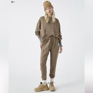 Pull&Bear tracksuit sweatshirt and sweatpants set in mocha